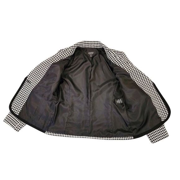 KASPER Houndstooth Blazer Size 8P Women's Black White Suit Coat Jacket Ladies - Picture 7 of 16